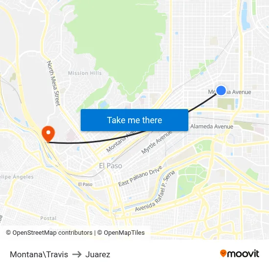 Montana\Travis to Juarez map