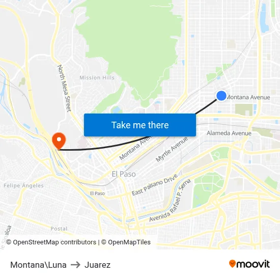 Montana\Luna to Juarez map