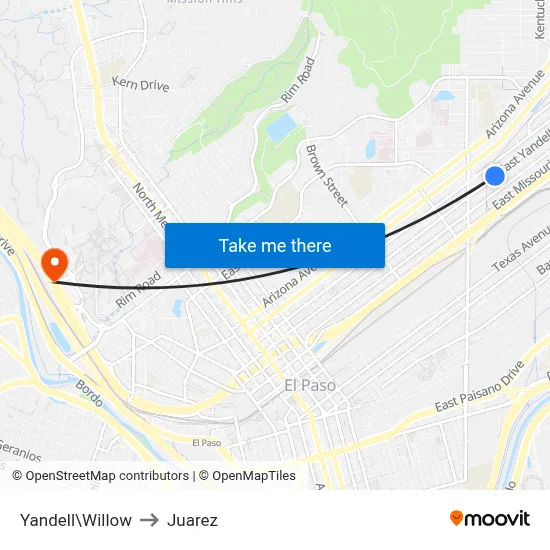 Yandell\Willow to Juarez map
