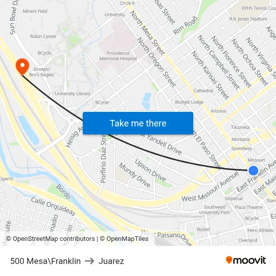 500 Mesa\Franklin to Juarez map