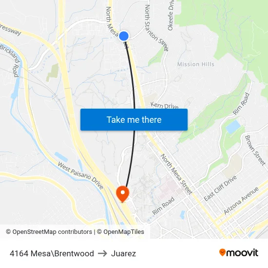 4164 Mesa\Brentwood to Juarez map