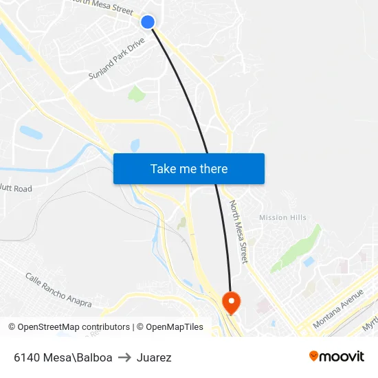 6140 Mesa\Balboa to Juarez map
