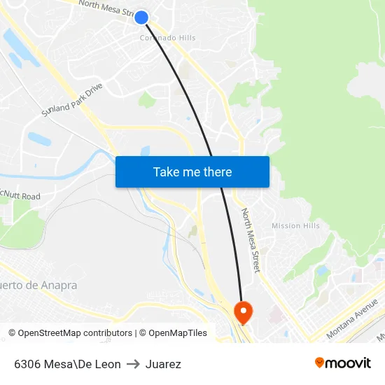6306 Mesa\De Leon to Juarez map