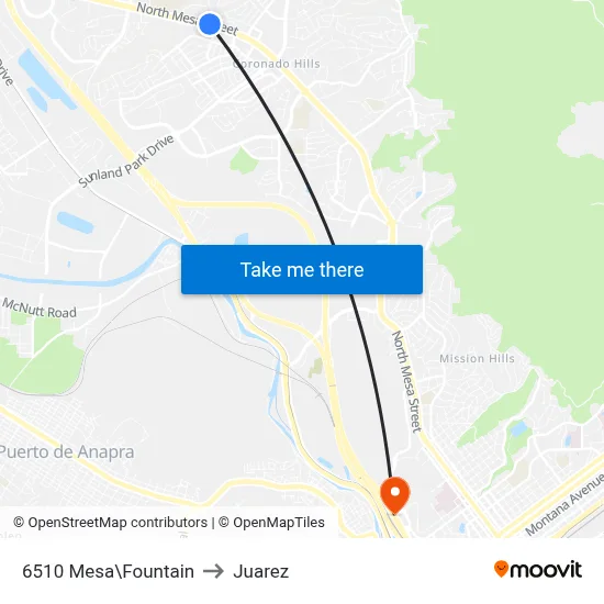6510 Mesa\Fountain to Juarez map