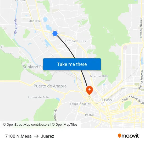 7100 N.Mesa to Juarez map