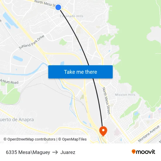 6335 Mesa\Maguey to Juarez map