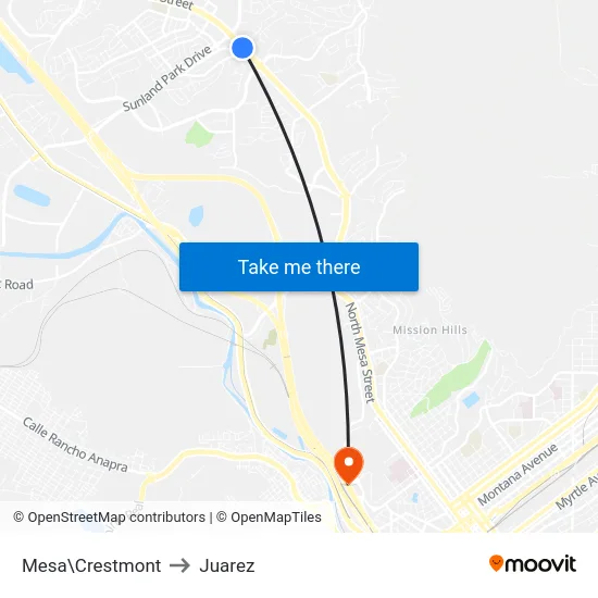 Mesa\Crestmont to Juarez map
