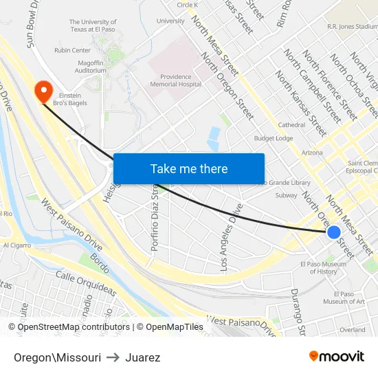 Oregon\Missouri to Juarez map