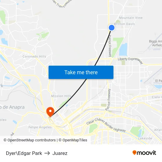 Dyer\Edgar Park to Juarez map