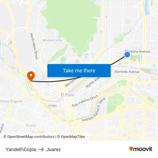 Yandell\Copia to Juarez map
