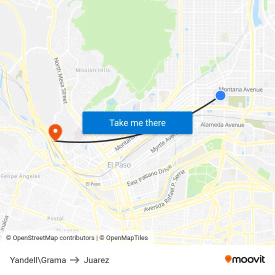 Yandell\Grama to Juarez map