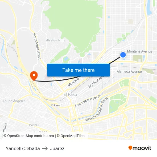 Yandell\Cebada to Juarez map