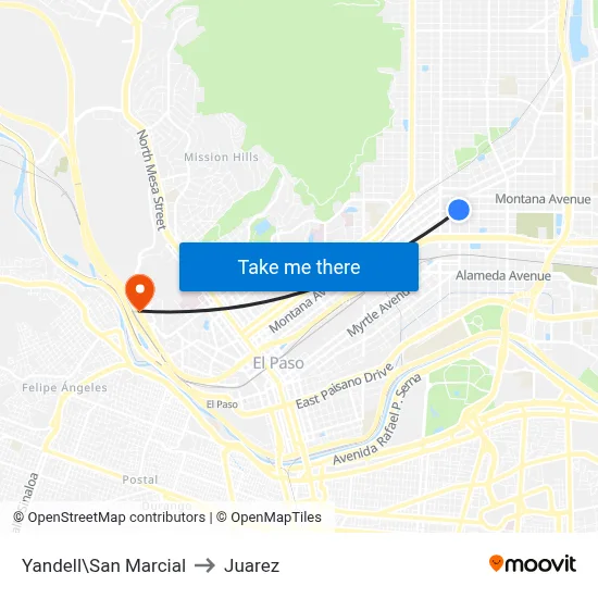 Yandell\San Marcial to Juarez map