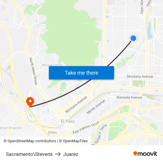 Sacramento\Stevens to Juarez map