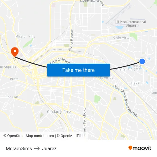 Mcrae\Sims to Juarez map