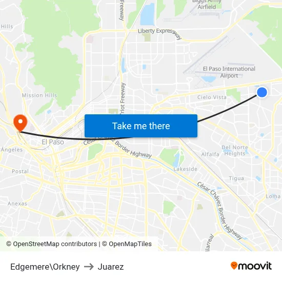 Edgemere\Orkney to Juarez map