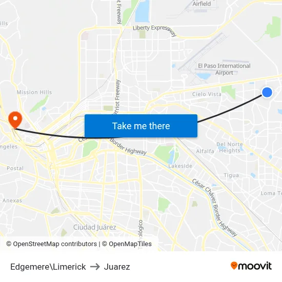 Edgemere\Limerick to Juarez map