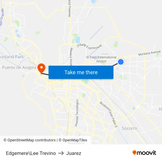 Edgemere\Lee Trevino to Juarez map