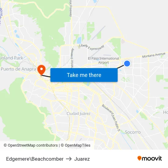 Edgemere\Beachcomber to Juarez map