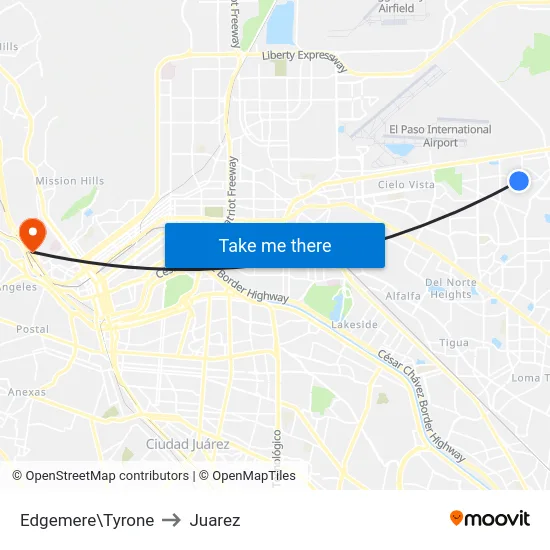 Edgemere\Tyrone to Juarez map