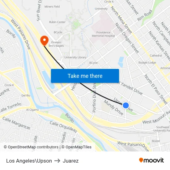 Los Angeles\Upson to Juarez map