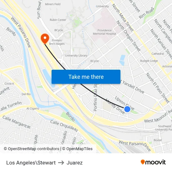 Los Angeles\Stewart to Juarez map