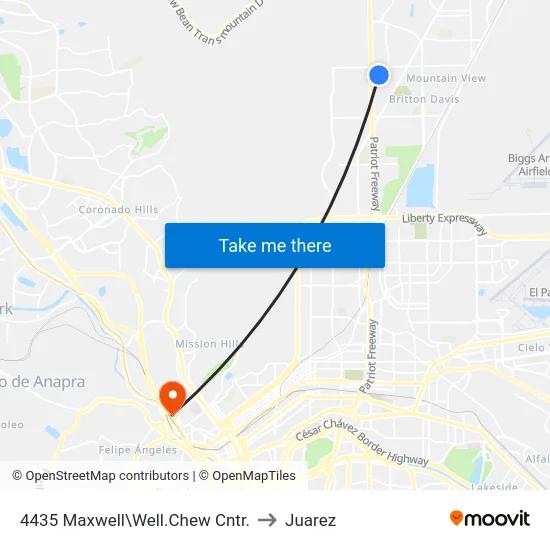 4435 Maxwell\Well.Chew Cntr. to Juarez map