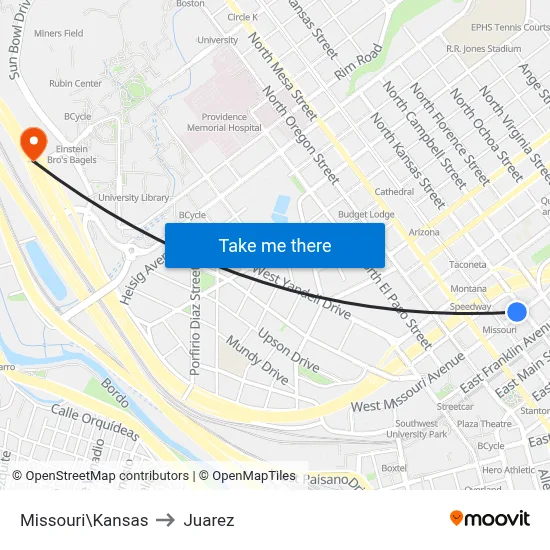 Missouri\Kansas to Juarez map