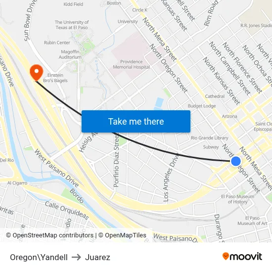 Oregon\Yandell to Juarez map
