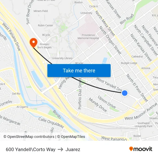 600 Yandell\Corto Way to Juarez map
