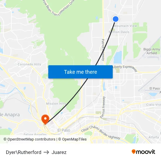 Dyer\Rutherford to Juarez map