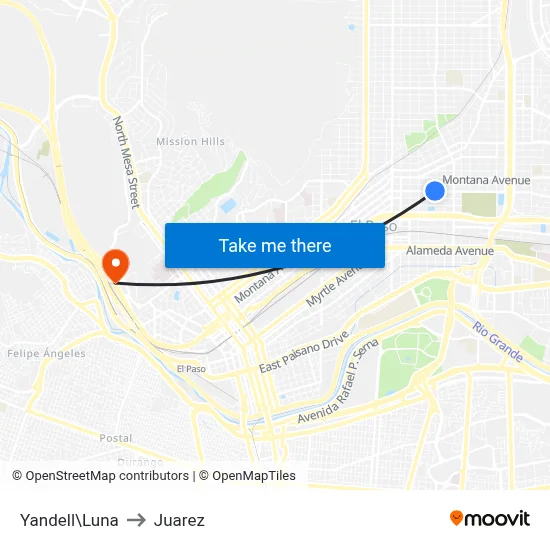 Yandell\Luna to Juarez map