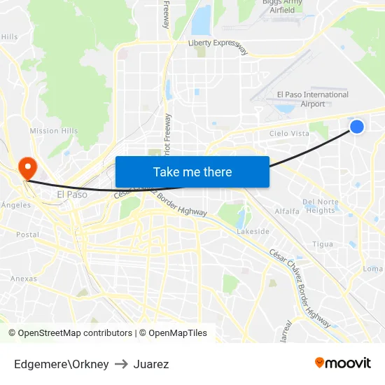 Edgemere\Orkney to Juarez map