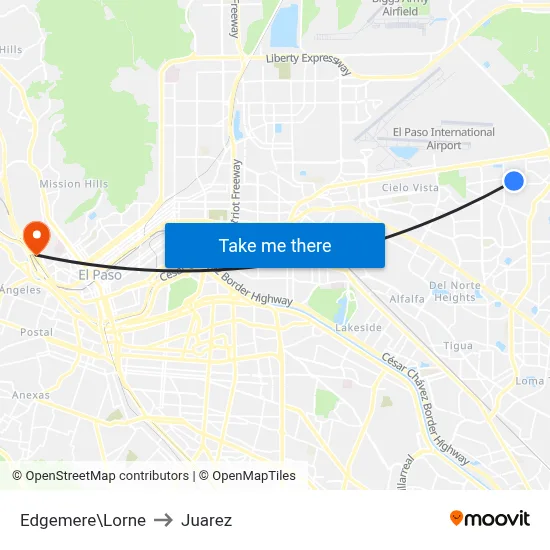 Edgemere\Lorne to Juarez map