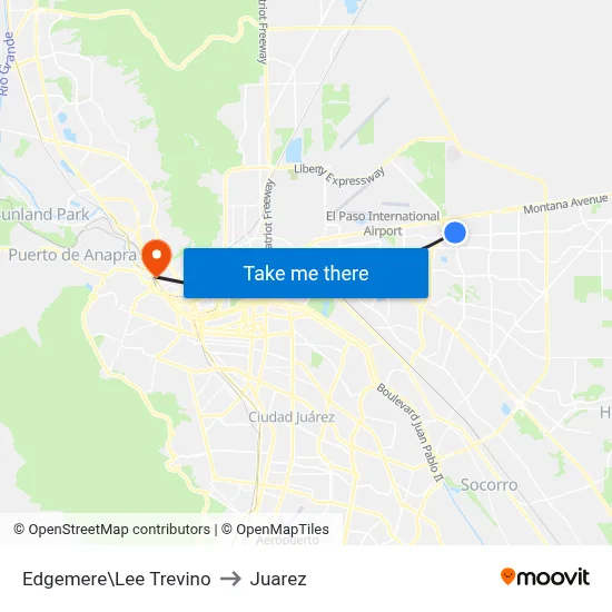 Edgemere\Lee Trevino to Juarez map