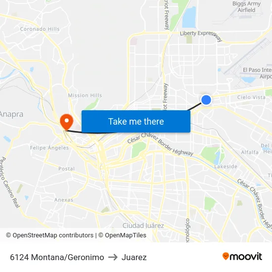 6124 Montana/Geronimo to Juarez map