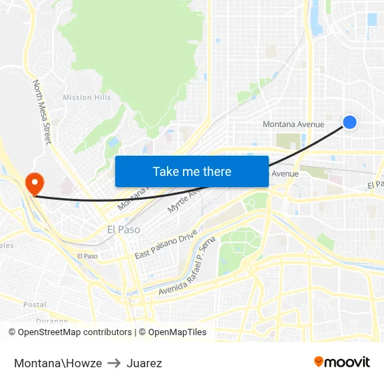 Montana\Howze to Juarez map