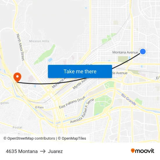 4635 Montana to Juarez map