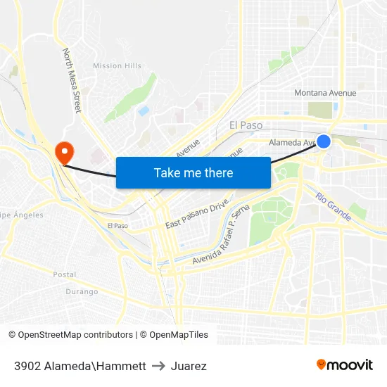 3902 Alameda\Hammett to Juarez map