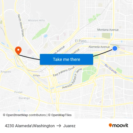 4230 Alameda\Washington to Juarez map