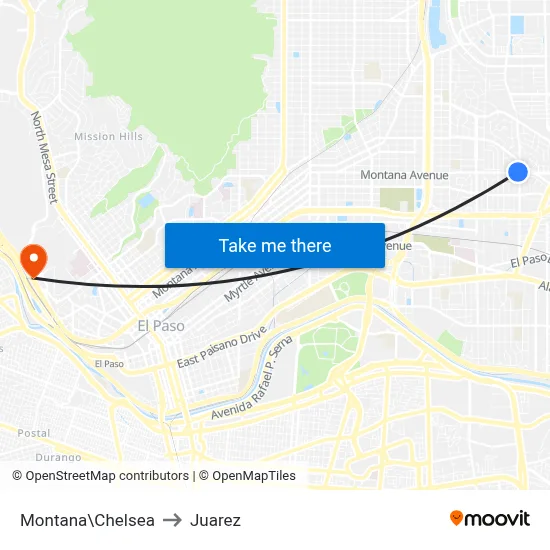 Montana\Chelsea to Juarez map