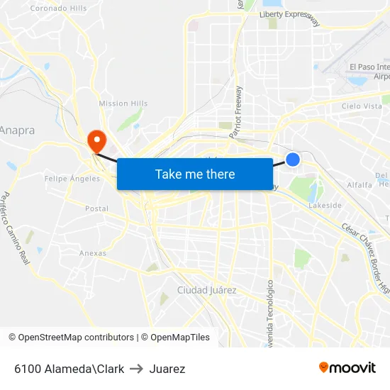 6100 Alameda\Clark to Juarez map