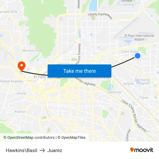 Hawkins\Basil to Juarez map