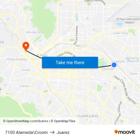 7100 Alameda\Croom to Juarez map