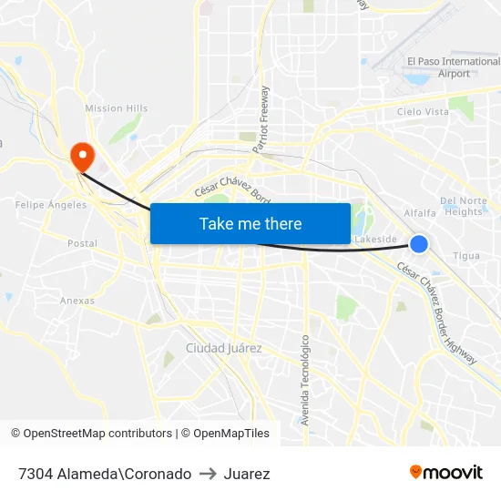 7304 Alameda\Coronado to Juarez map