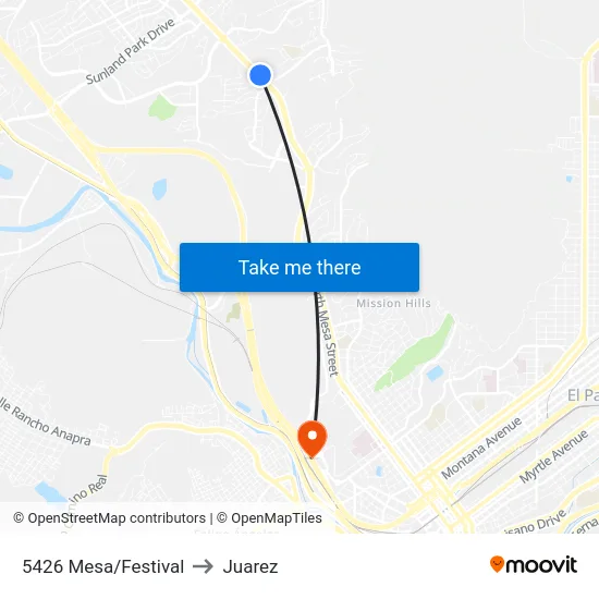 5426 Mesa/Festival to Juarez map