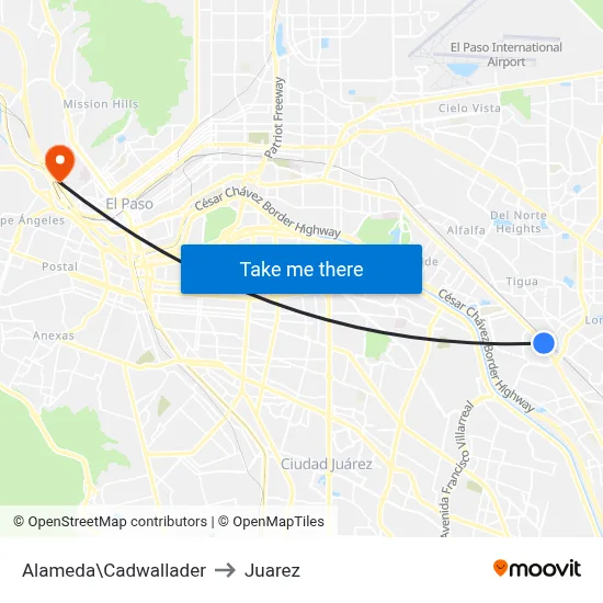 Alameda\Cadwallader to Juarez map