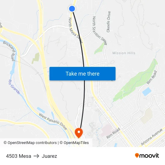 4503 Mesa to Juarez map