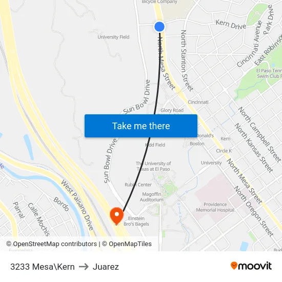 3233 Mesa\Kern to Juarez map