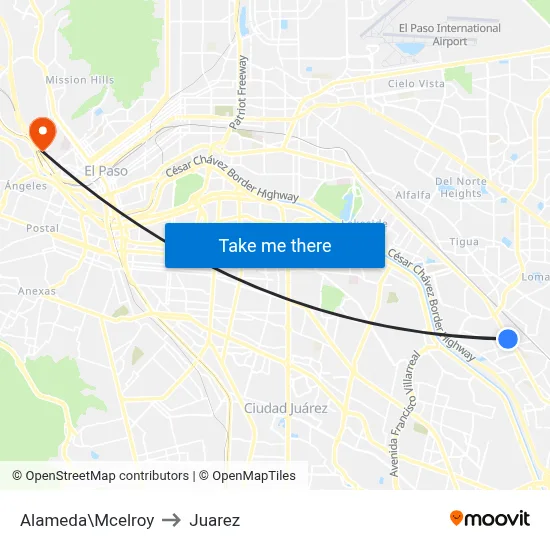 Alameda\Mcelroy to Juarez map
